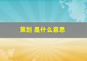 策划 是什么意思